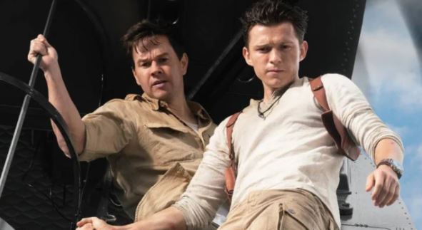 Nathan Drake (Tom Holland) e Victor Sullivan (Mark Wahlberg) em 'Uncharted: Fora do Mapa'