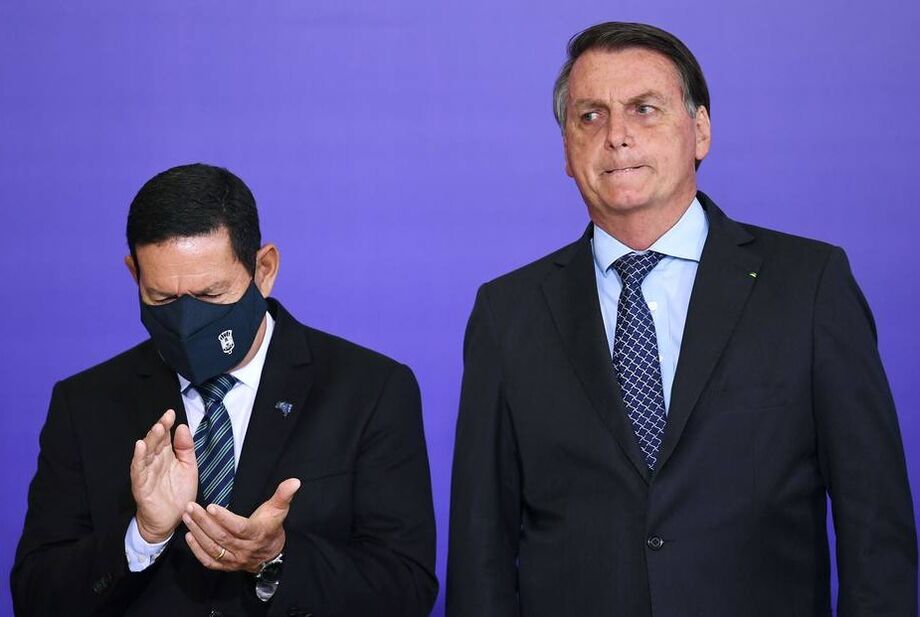 O vice-presidente Hamilton Mourão e o presidente Jair Bolsonaro