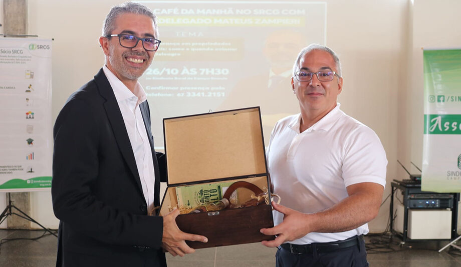 O delegado da Deleagro, Mateus Zampieri, e o presidente do SRCG, Alessandro Coelho
