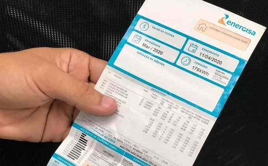 Fatura da conta de luz da Energisa