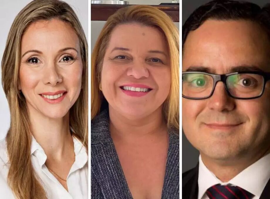 Da esquerda para direita os candidatos a presidência da OAB-MS: Rachel Magrini, Giselle Marques e Bitto Pereira.
