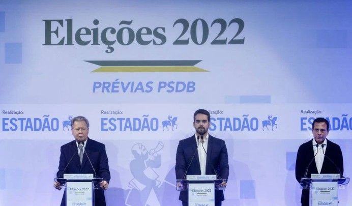 Arthur Virgílio, Eduardo Leite e João Doria, candidatos às eleições prévias do PSDB; partido é o único a realizar eleições internas para a escolha do nome que será lançado na disputa pelo Palácio do Planalto em 2022