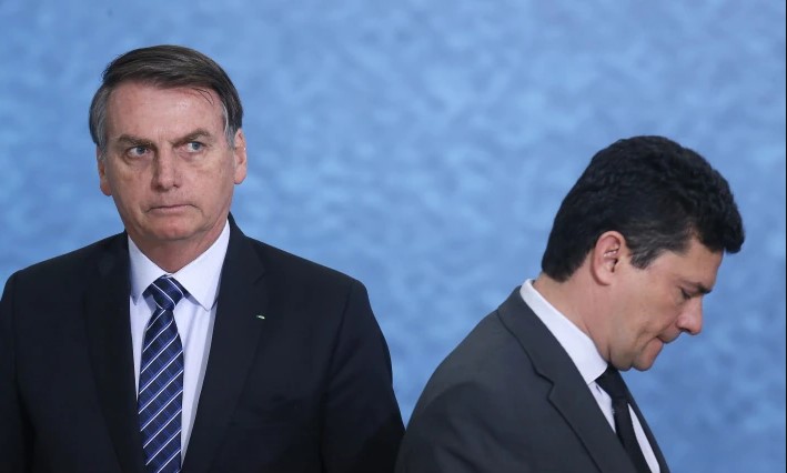 O presidente Jair Bolsonaro e o ex-ministro da Justiça e Segurança Pública Sérgio Moro