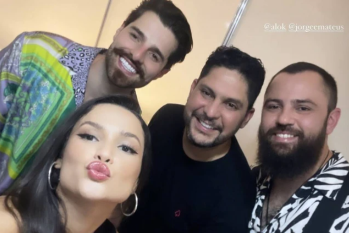 A vencedora do 'BBB 21', Juliette Freire, o DJ Alok e a dupla Jorge e Mateus se encontram no Rio