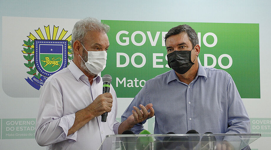 Geraldo Resende e Eduardo Riedel em coletiva nesta manhã