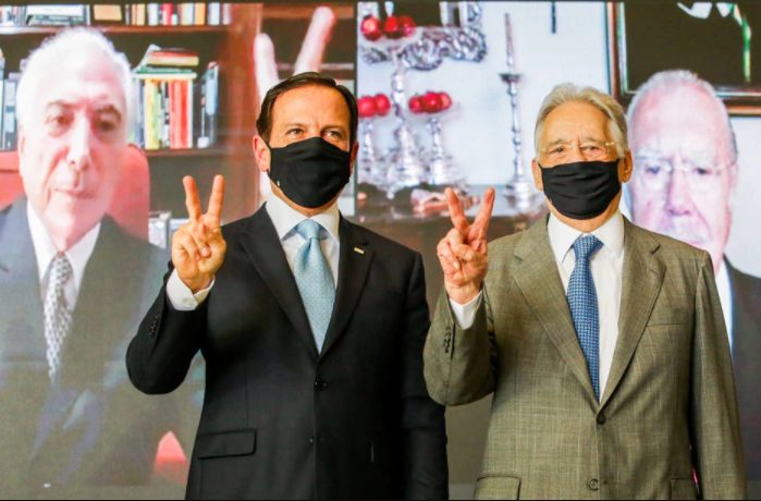 O governador João Doria e o ex-presidentes da República Fernando Henrique Cardoso (FHC)