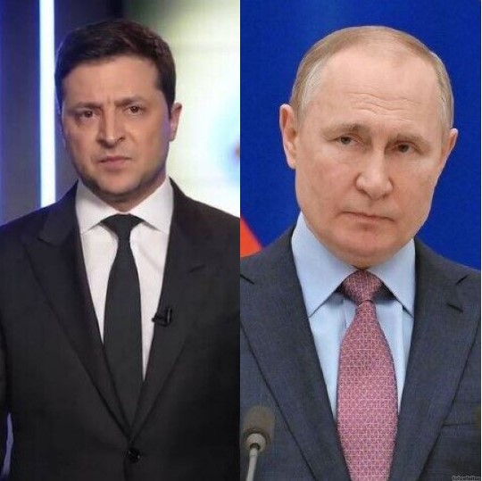 O presidente ucraniano, Volodymyr Zelensky e o presidente da Rússia, Vladimir Putin