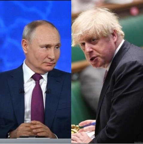 Presidente da Rússia Vladimir Putin e o Primeiro Ministro do Reino Unido Boris Johnson