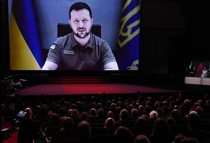 Volodmir Zelenski participou da abertura do Festival de Cannes
