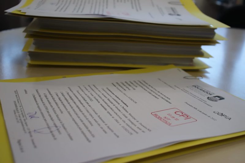 Documento entregue na CPI do Kit Robótica