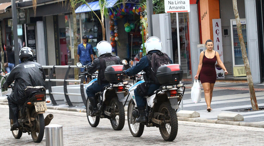 Policiais no Centro de Campo Grande
