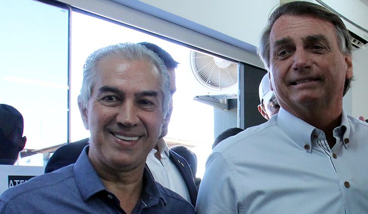 Governador Reinaldo Azambuja ao lado do presidente Jair Bolsonaro.