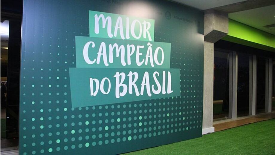 Um dos cenários do Museu da Selfie em homenagem ao Palmeiras