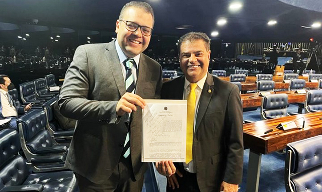O prefeito de Dourados, Alan Guedes e o senador Nelsinho Trad