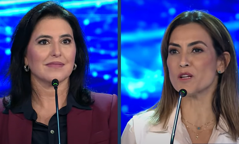 Simone Tebet e Soraya Thronicke durante o debate.