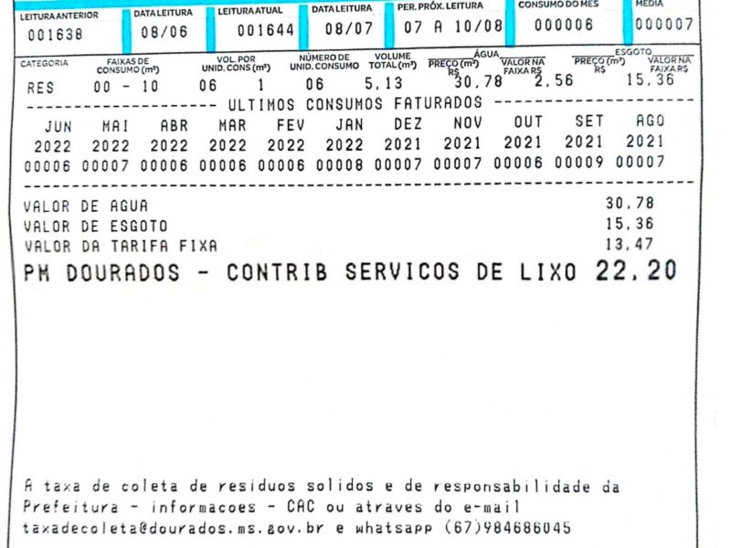 Nota da taxa de lixo