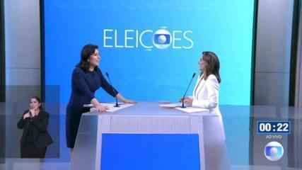 Debate para presidente na Globo: Simone Tebet (MDB) pergunta para Soraya Thronicke (União Brasil) sobre educação