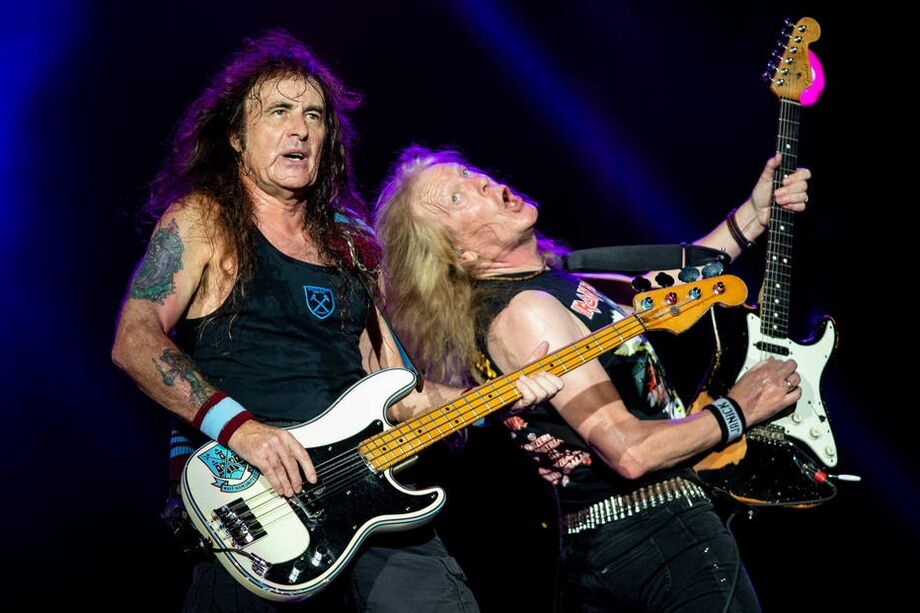 Steve Harris e Janick Gers, do Iron Maiden, que se apresenta no Rock in Rio