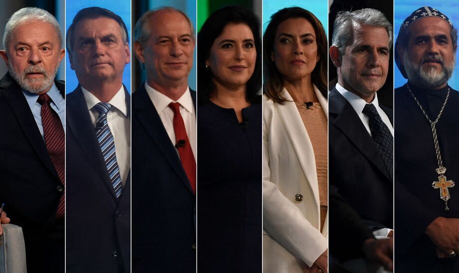 Presidenciáveis durante debate na TV Globo.