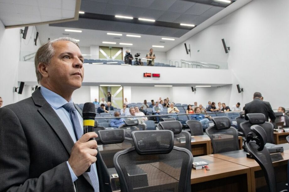 O deputado estadual Coronel David (PL), durante sessão ordinária, na Assembleia Legislativa de Mato Grosso do Sul