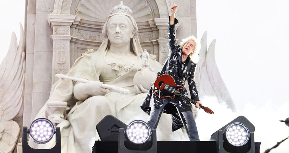 O guitarrista do Queen, Brian May, se apresenta durante o jubilê de platina da rainha Elizabeth, em junho de 2022.