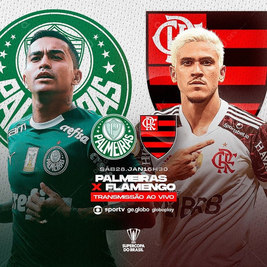 Neste ano, a Supercopa do Brasil opõe o Palmeiras, campeão brasileiro, e o Flamengo, que venceu a Copa do Brasil