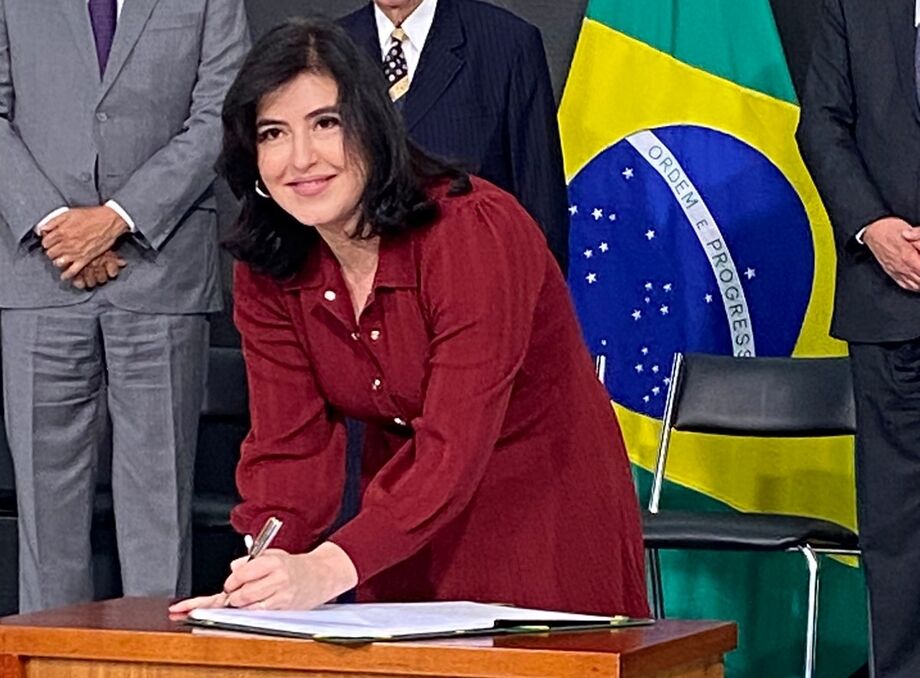 Simone Tebet durante posse como Ministra do Planejamento e Orçamento