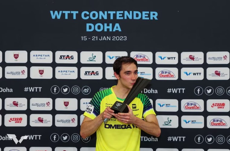 Hugo Calderano foi campeão do WTT de Doha, no Catar, e está invicto em 2023