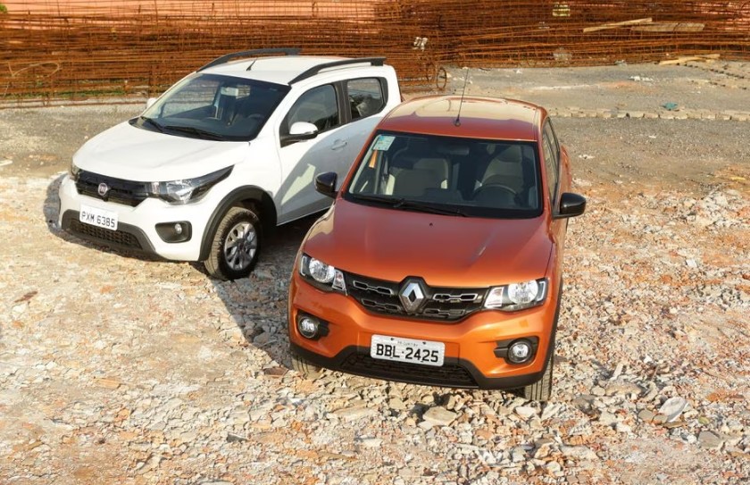 Os compactos mais acessíveis: Fiat Mobi e Renault Kwid competem pelo título de carro mais barato do país.