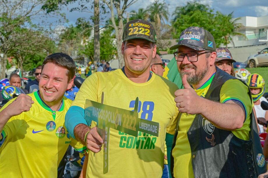 Deputado João Henrique Catan, Capitão Contar e o deputado federal Marcos Pollon juntos em campanha nas ultimas eleições