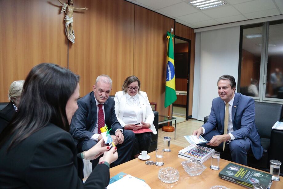 Deputado Geraldo Resende e vice-reitoras da UFGD e UFMS, em audiência com o ministro Camilo Santana e técnicos do Ministério da Educação