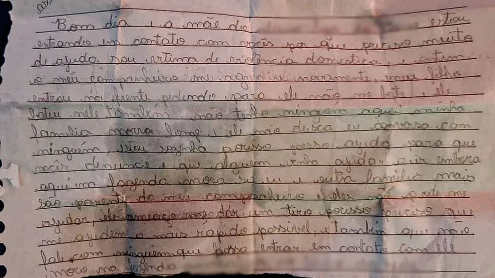 Mãe escreveu carta de socorro e deu a filho, que pediu ajuda em escola de Água Clara (MS)