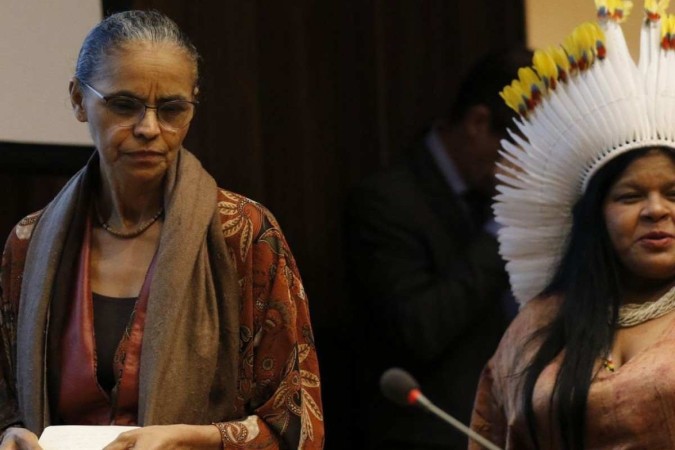 As ministras do Meio Ambiente e Mudança do Clima, Marina Silva, e dos Povos Indígenas, Sônia Guajajara