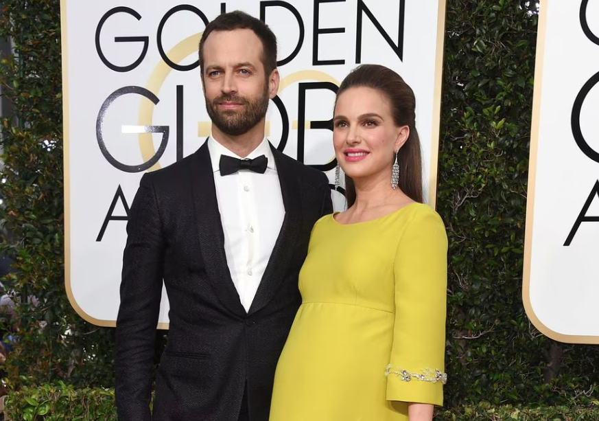 Benjamin Millepied e Natalie Portman na premiação do Globo de Ouro 2017