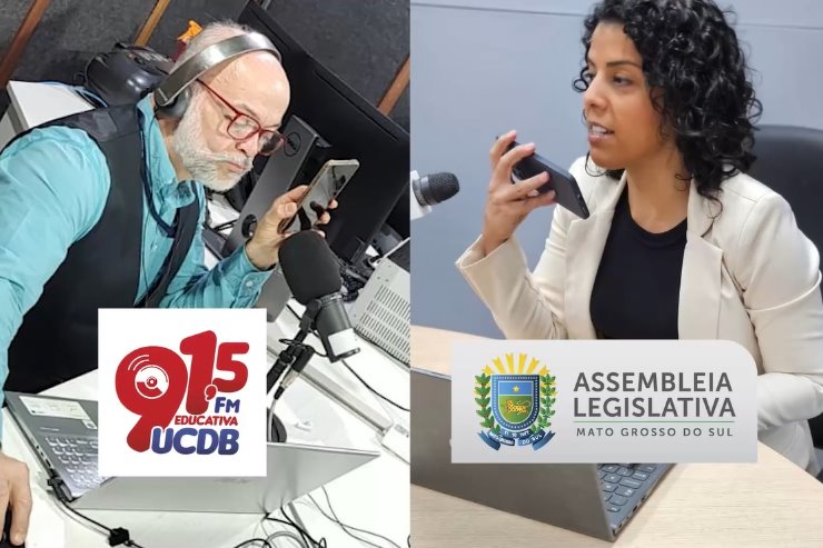 Jornalistas Sérgio Carvalho e Regiane Ribeiro durante estreia do Informe do Legislativo.
