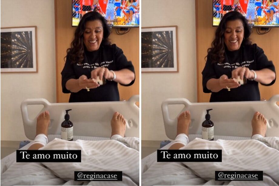 Preta Gil recebe massagem de Regina Casé durante visita a hospital