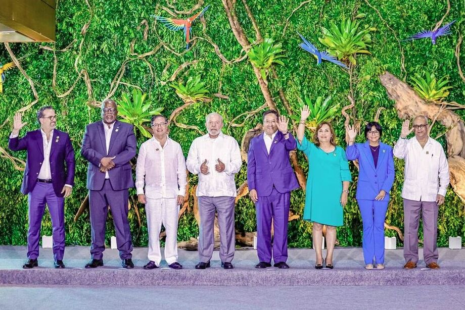 Lideranças de países da América do Sul durante a Cúpula da Amazônia, em Belém.
