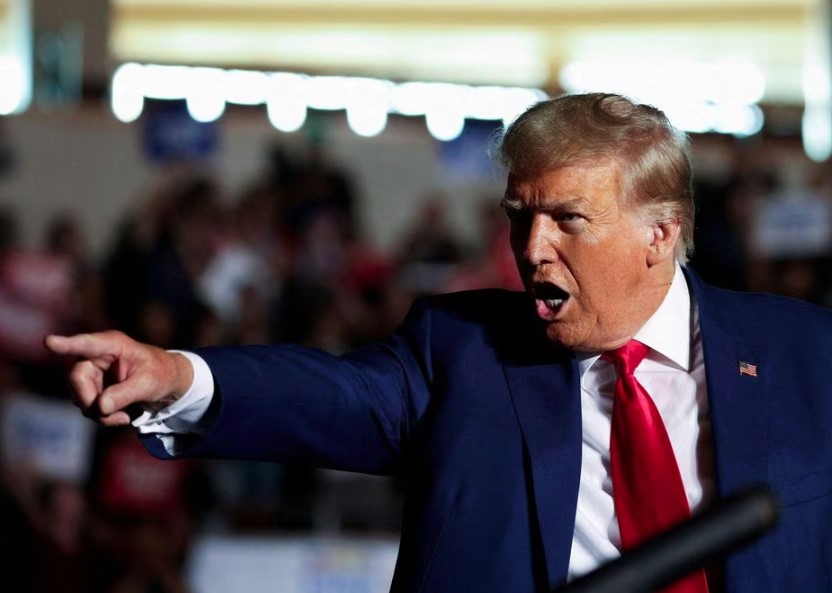 Ex-presidente Donald Trump em evento de campanha na Pensilvânia, 29 de julho de 2023.