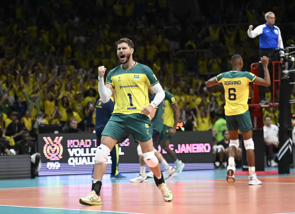 Bruninho em Brasil x Catar pelo pré-olímpico de vôlei