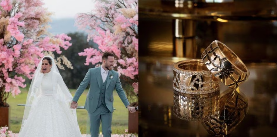 Maíra Cardi e Thiago Nigro tiveram alianças de casamento 'secreto' transportadas por carro forte.