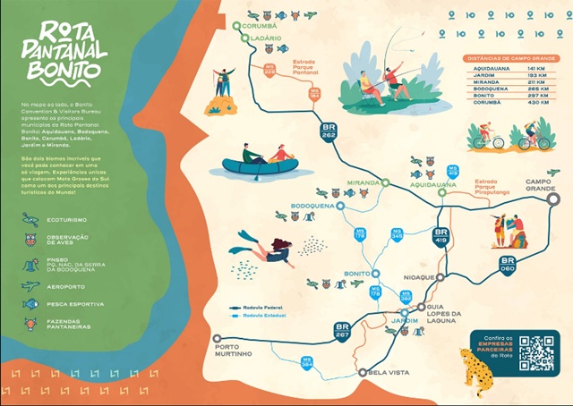 BCVB lança mapa turístico da Rota Pantanal Bonito para divulgar destinos e empresas associadas