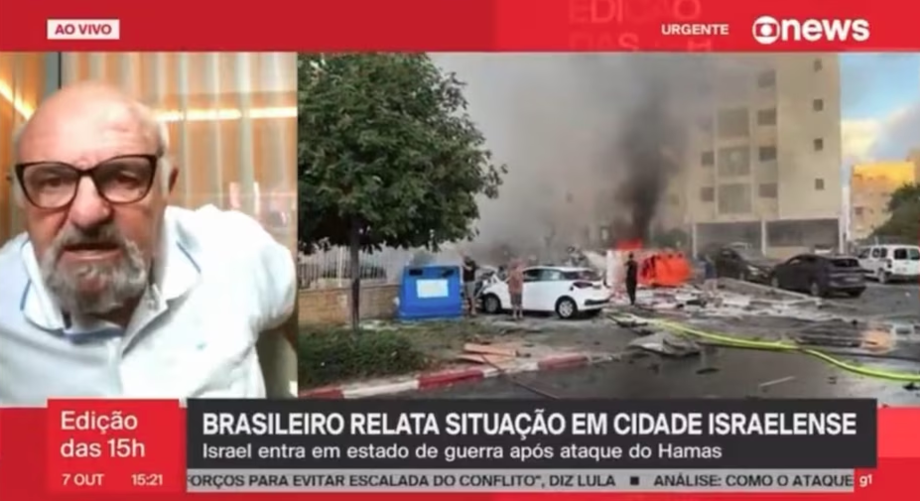 Marcos Susskind abandona entrevista na Globo News às pressas após sirene com aviso de bombas em Israel