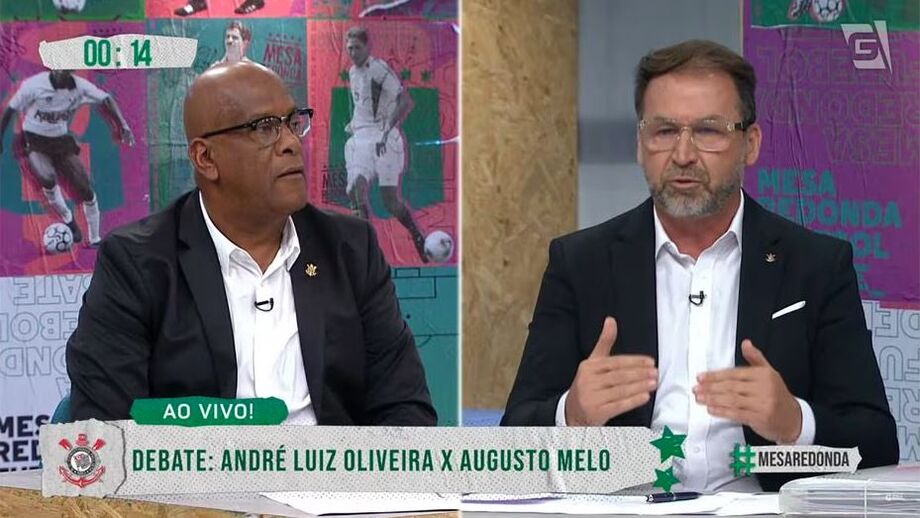 André Negão e Augusto Melo, candidatos à presidência do Corinthians, tiveram primeiro debate das eleições neste domingo