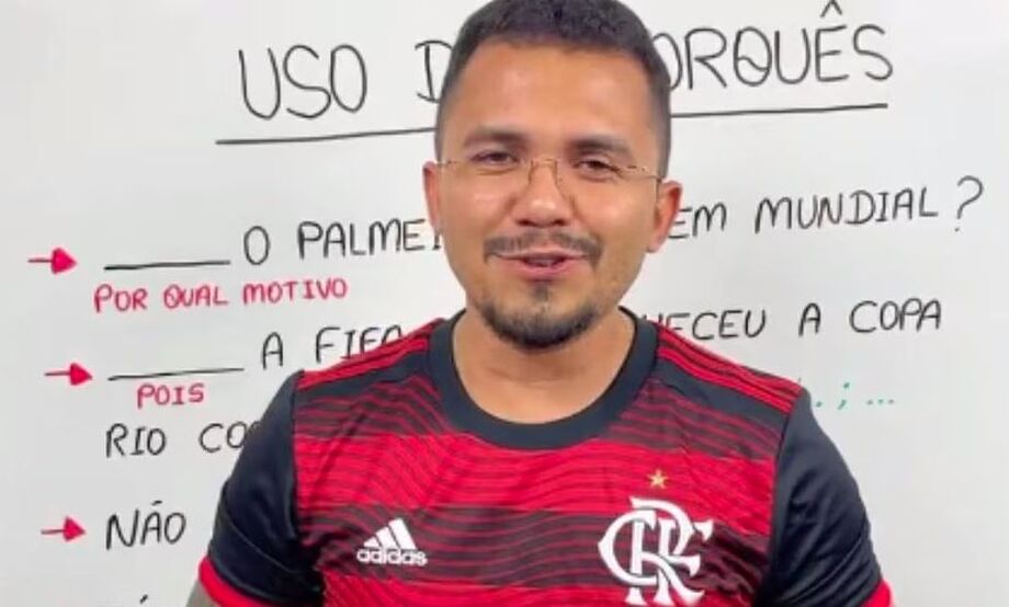 Jotta Rocha viraliza nas redes sociais explicando gramática com futebol