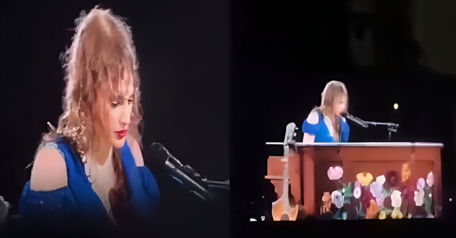 Cantora Taylor Swift durante show de ontem