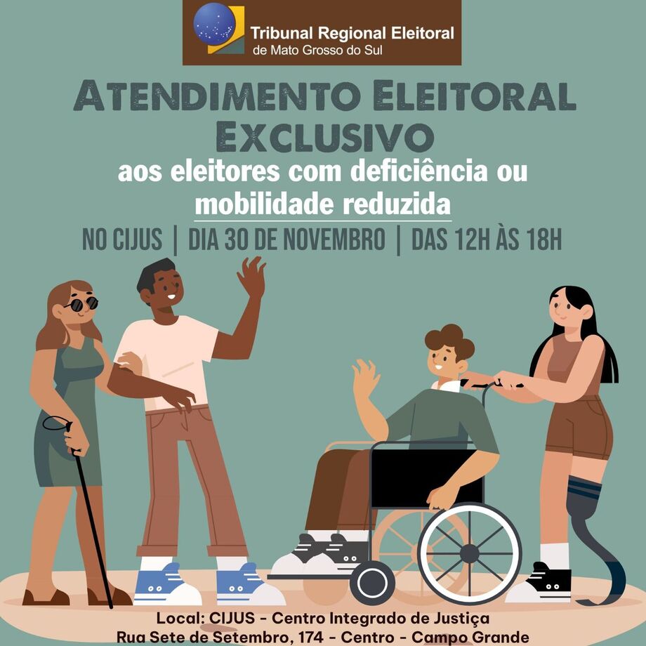 TRE-MS fará atendimento exclusivo para pessoas com deficiência no dia 30