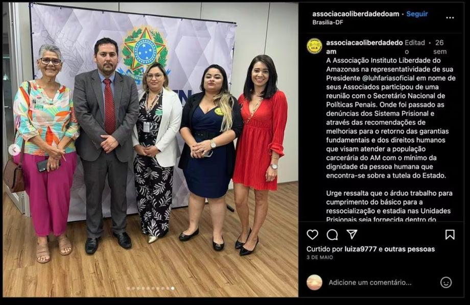 Luciane Barbosa Faria e o secretário nacional de políticas penais do MJ, Rafael Velasco Brandani.