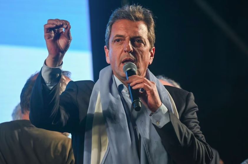 O ministro da Economia, Sergio Massa, candidato peronista a presidente da Argentina; ele disputa eleição contra o libertário Javier Milei