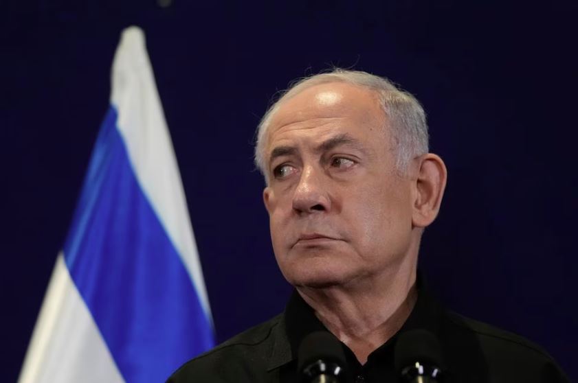Primeiro-ministro de Israel Binyamin Netanyahu fala com a imprensa