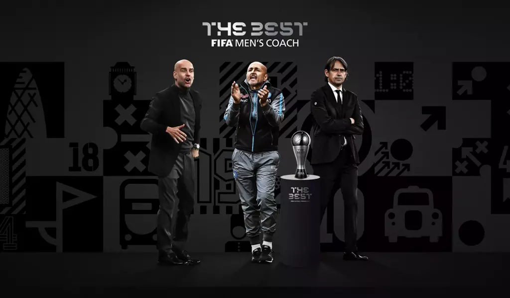 Os técnicos finalistas são o espanhol Pep Guardiola, do Manchester City, e os italianos Simone Inzaghi, da Inter de Milão, e Luciano Spaletti, indicado por seu trabalho no Napoli
